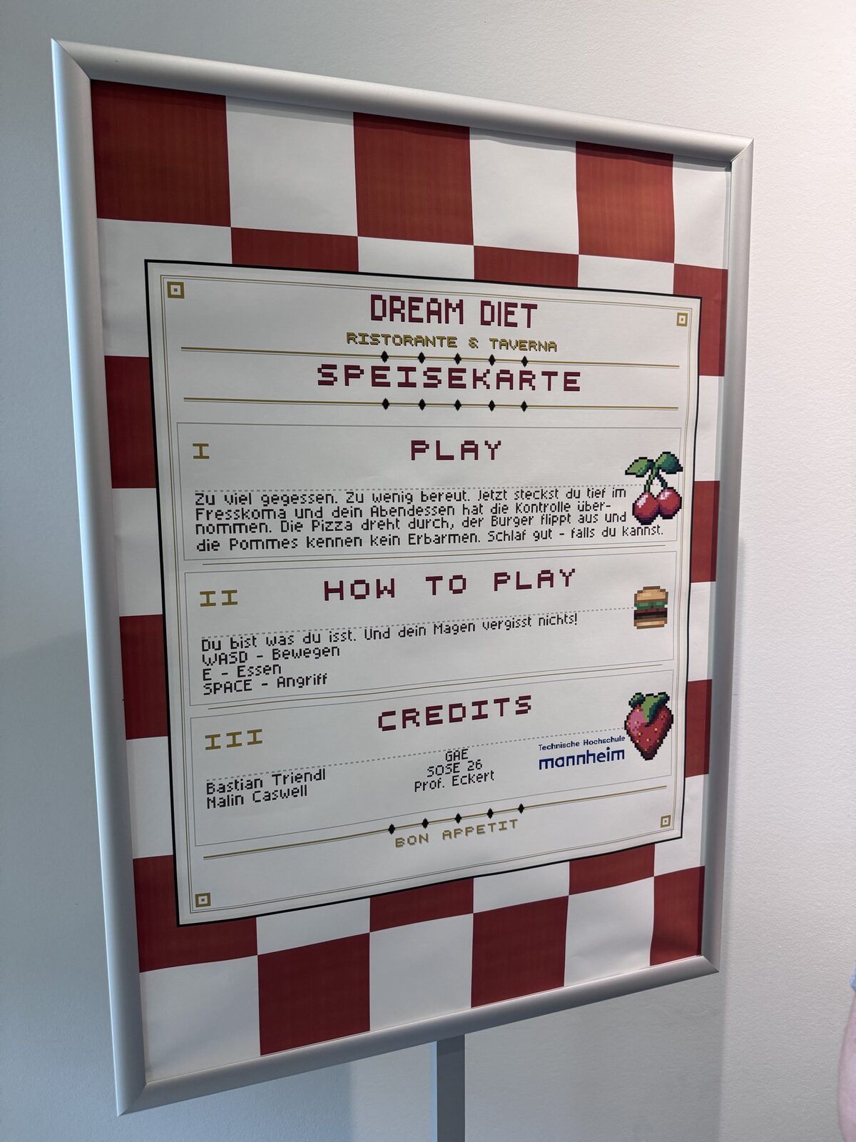 Dream Diet presented itself as a restaurant menu, checkered tablecloth included.